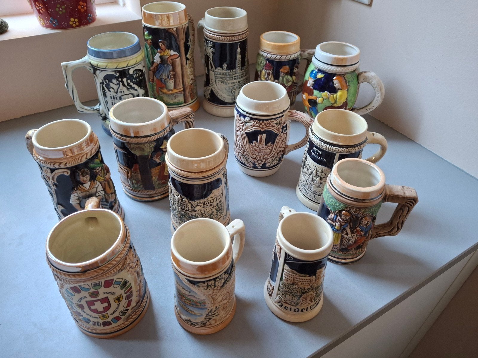 14 Keramieken Bierpullen - Oktoberfest Stijl, Ophalen