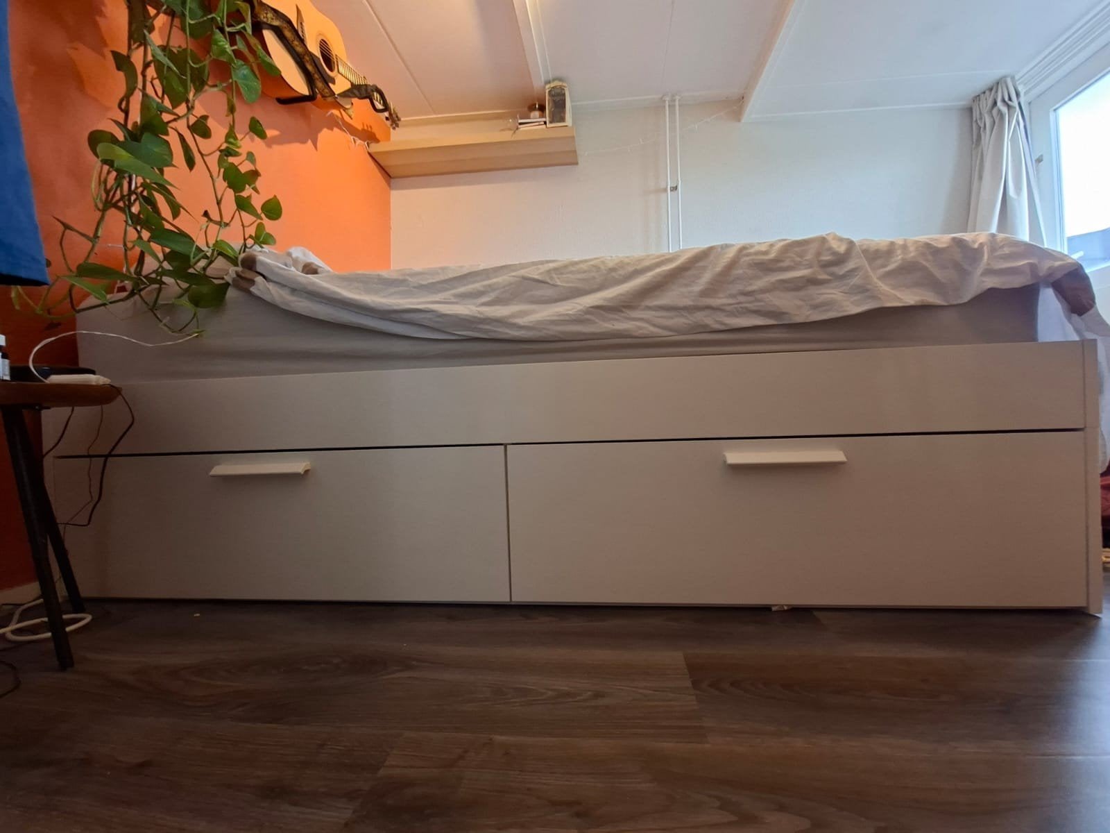 Ikea Brimnes bed 140x200, Ophalen, Wit, Tweepersoons, 140 cm