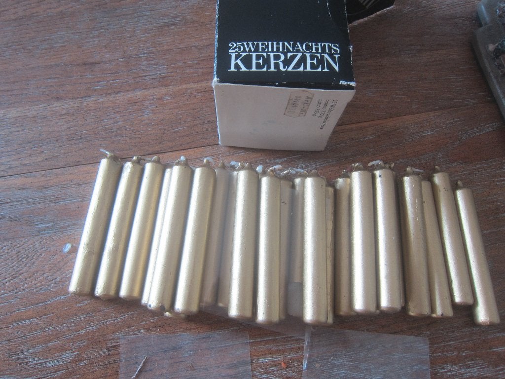 kaarsjes voor Kerstboom draaimolen of knijpers goudkleurig, 9 cm, Overige merken, Natuurlijk materiaal, Ophalen of Verzenden