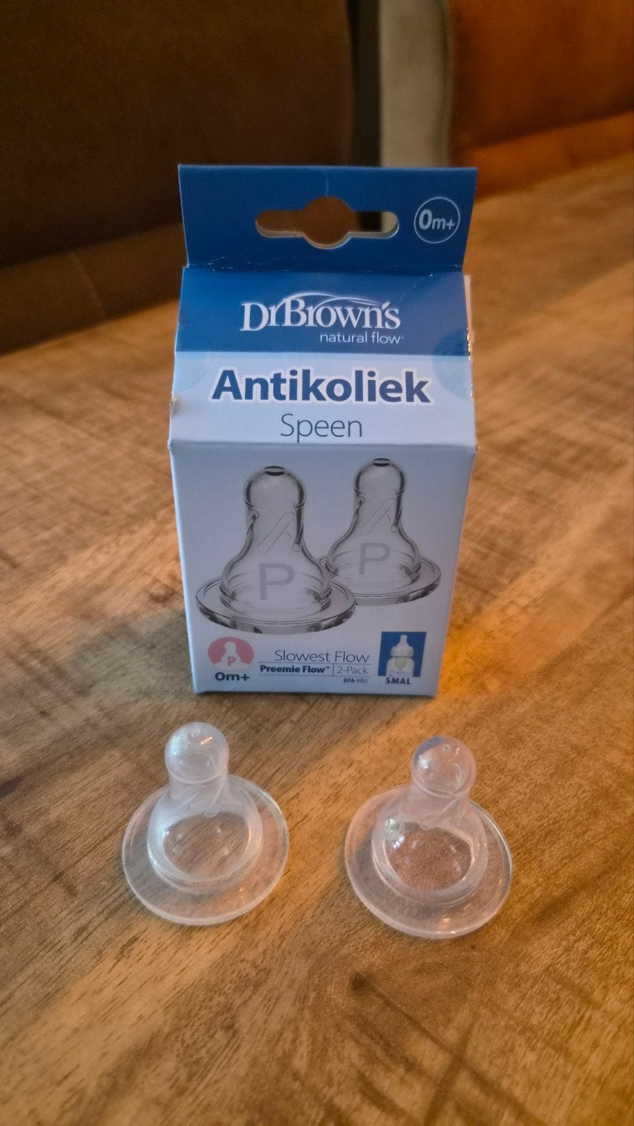 Dr. Brown's Antikoliek Speen P (Preemie Flow) - 2 stuks, Ophalen of Verzenden, Zo goed als nieuw, Speen, Dr. Brown's