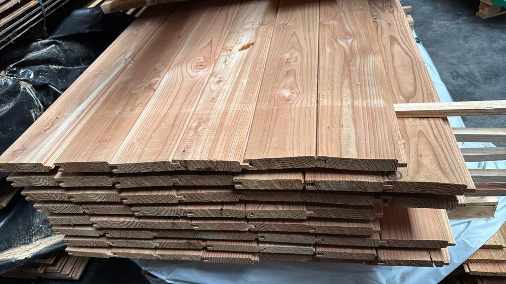 Douglas blokhutprofiel planken | 28x145 mm, Ophalen of Verzenden, Zo goed als nieuw, 250 cm of meer, Planken