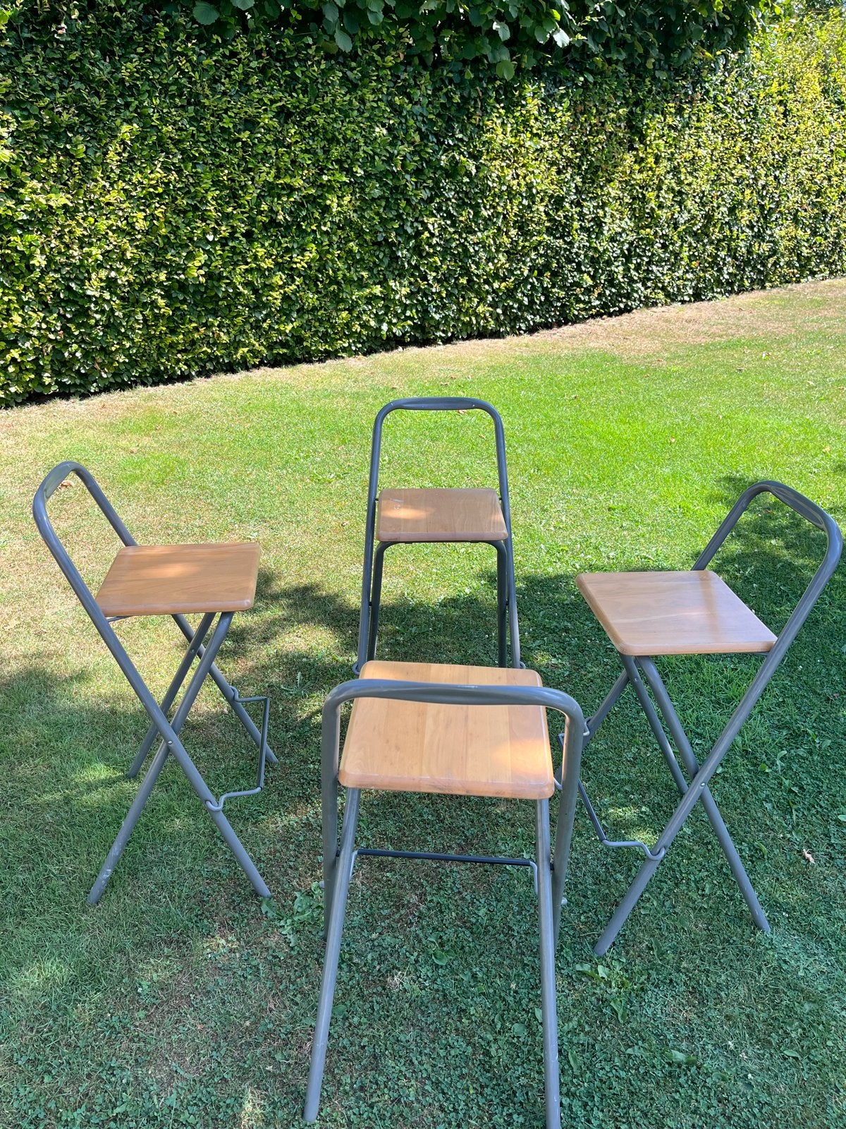 Ikea Set van 4 inklapbare barkrukken - Metaal en Hout, Ophalen, Gebruikt, Overige kleuren, Vijf, Zes of meer stoelen