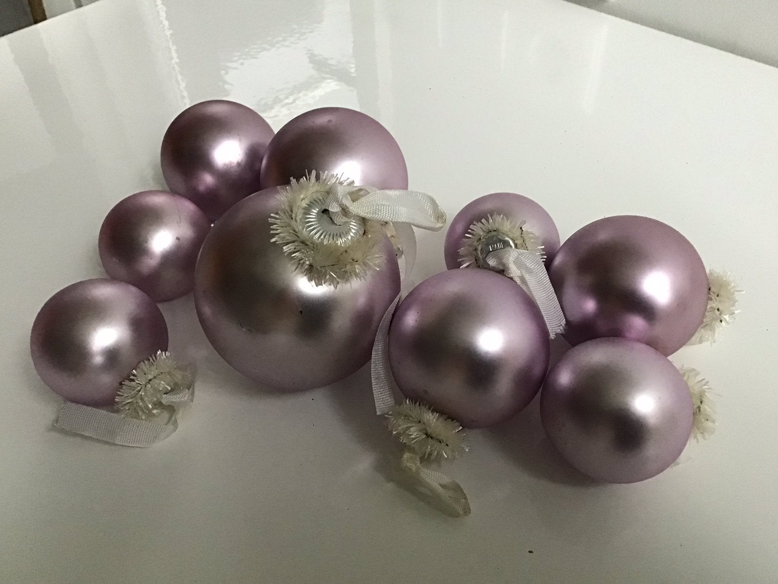 Kerstballen zacht roze lilla oud, Ophalen