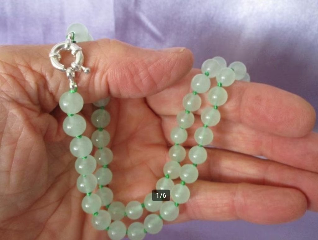 Mooie halsketting van lichtgroene Jade, kralen Ø 8,3 mm, Verzenden, Nieuw, Groen, Steen of Mineraal