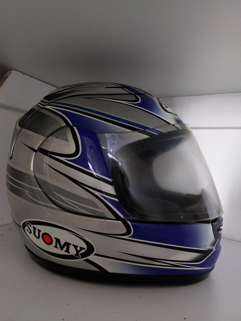 Blauw en Silver SUOMY Motorhelm Retro, Dames, Overige typen, S, Tweedehands