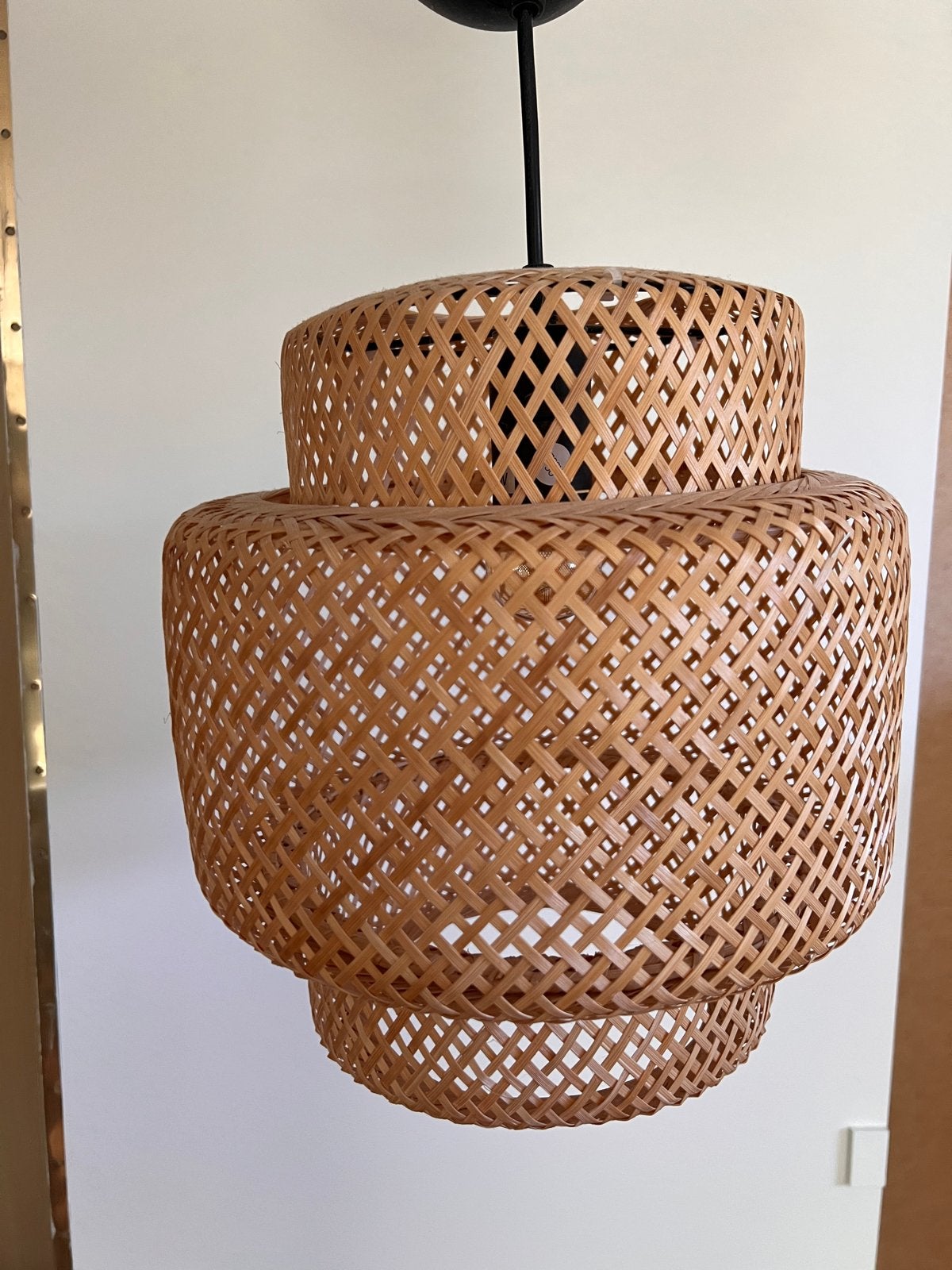 IKEA Sinnerlig hanglamp bamboe - klein (27 cm), Ophalen of Verzenden, Zo goed als nieuw, Natuurlijk materiaal, E27 (groot)