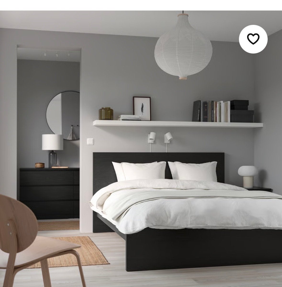 IKEA MALM bedframe hoog, zwartbruin, 140x200 cm, Ophalen, Zwart, Tweepersoons, 140 cm