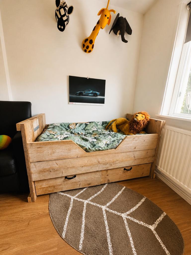 Houten kinderbed met lades en 2 kasten - Set (Poortugaal), Ophalen, Gebruikt, Jongetje of Meisje