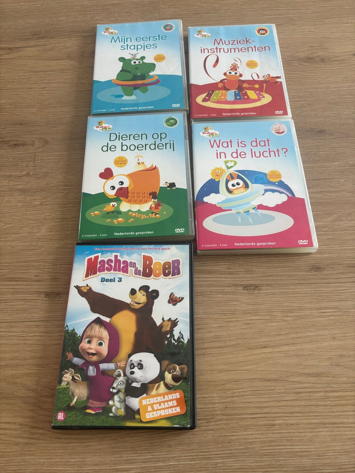 5x DVD's voor kinderen: Masha en de Beer, BabyTV en meer, Ophalen, Gebruikt, Animatie, Verzamelbox