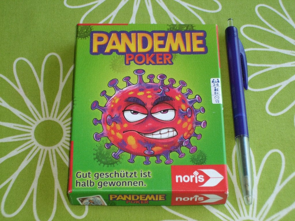 Pandemie poker (Duitstalig) - humoristisch en leerzaam spel, Hobby en Vrije tijd, Een of twee spelers, Ophalen of Verzenden, Zo goed als nieuw