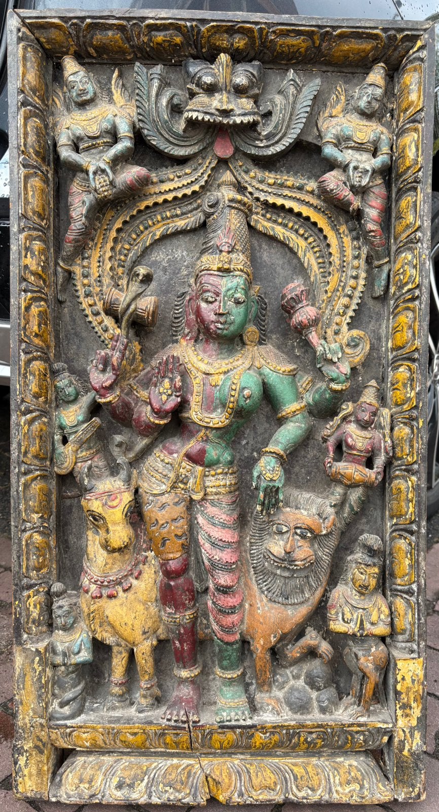 Antiek 1850 indiaas houtsnijwerk, Antiek en Kunst, Ophalen of Verzenden