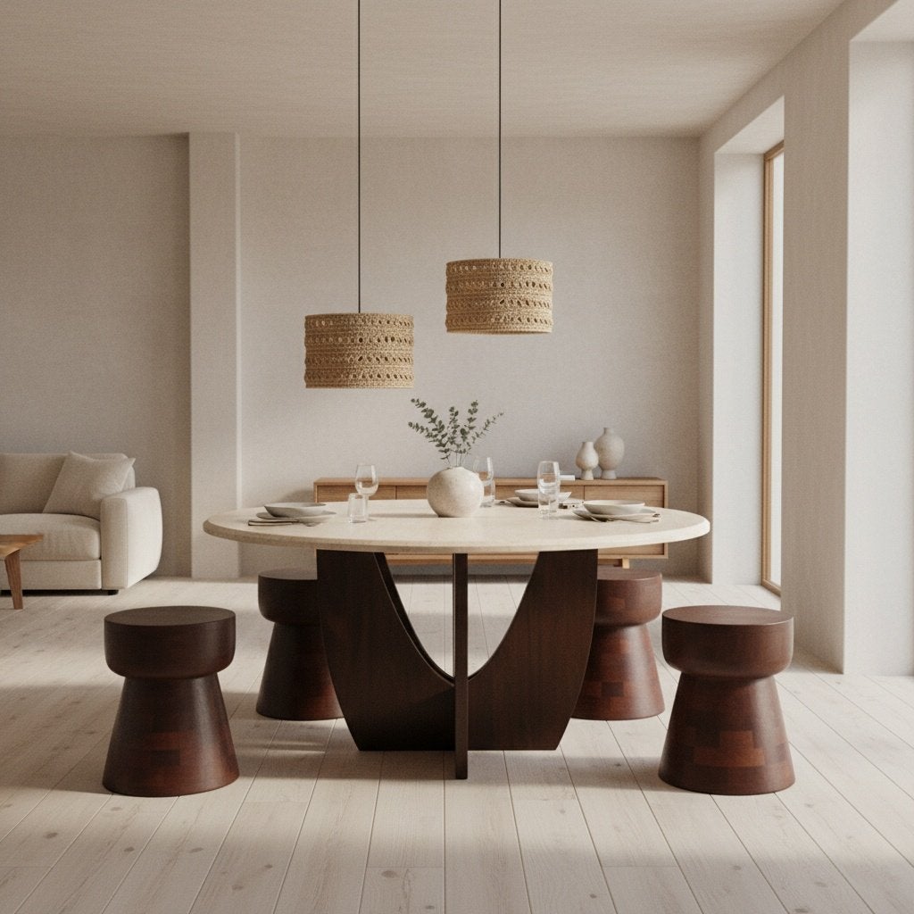 Travertin ronde dining table, Ophalen, Overige materialen, Rond, Nieuw