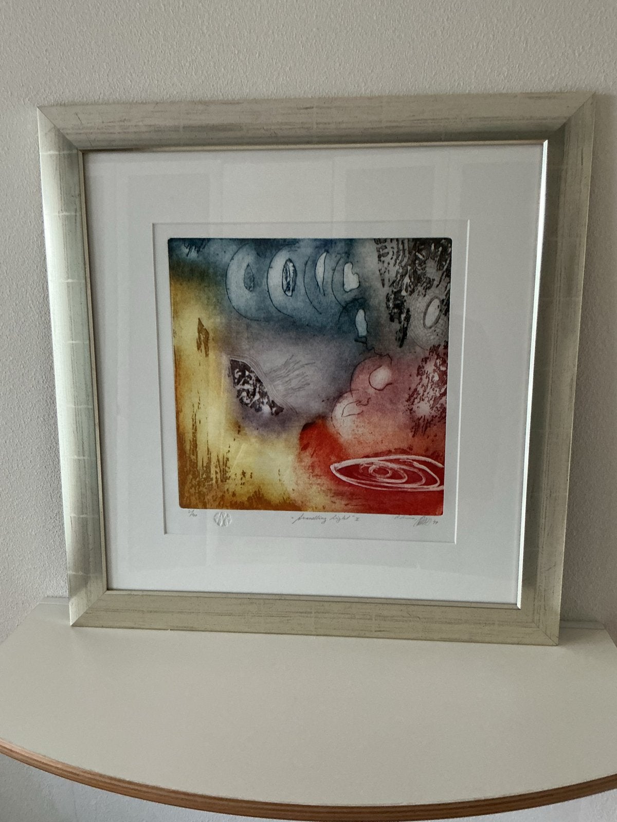 AD ARMA. Abstracte ets 'Strandweg, Licht I', Ophalen, Abstract, Gesigneerd, Print
