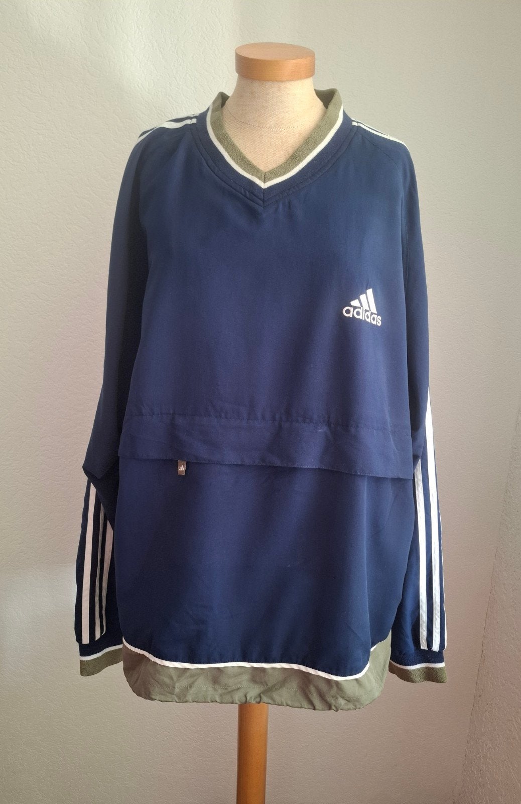 Adidas Vintage Windjack - Blauw/Groen - Maat L, Maat 52/54 (L), Blauw, Ophalen of Verzenden, Zo goed als nieuw