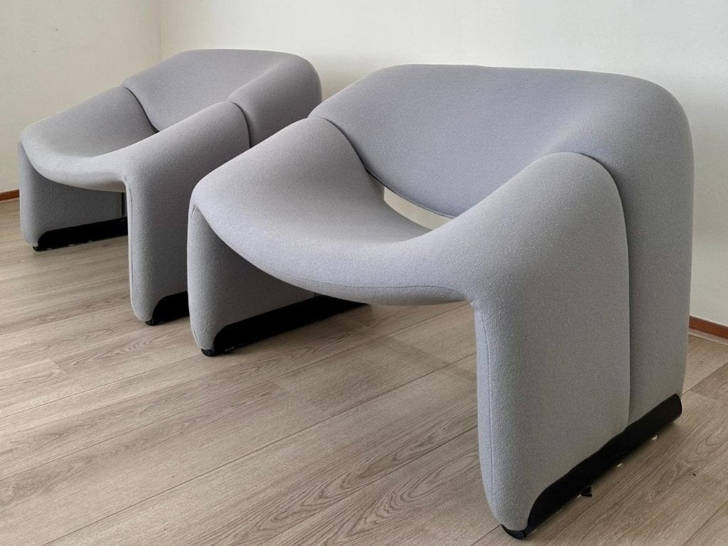 2 Artifort Groovy M-chair fauteuil stoel Pierre Paulin grijs, Ophalen, 75 tot 100 cm, Zo goed als nieuw, Nvt