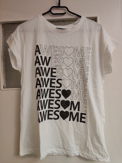 Pescara wit dames t-shirt met bedrukking ‘’Awesome’’, Kleding | Dames, Maat 38/40 (M), Wit, Pescara, Ophalen of Verzenden