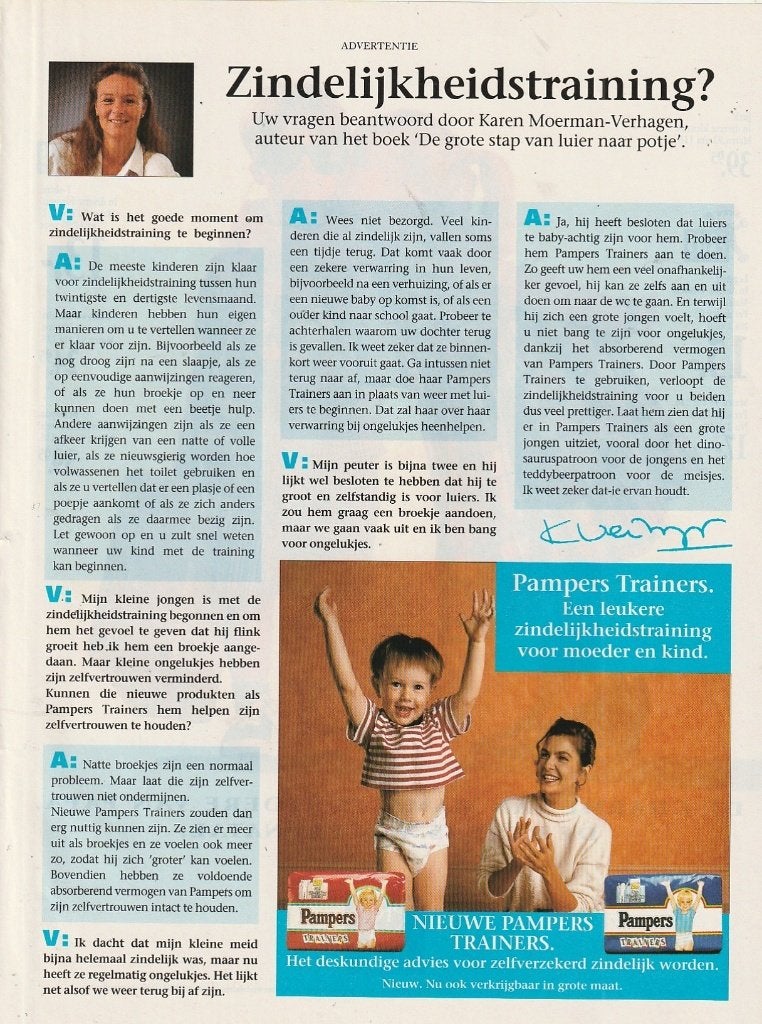 Retro reclame 1993 Pampers baby luiers peuter broekjes, Verzamelen, Verzenden, Overige typen