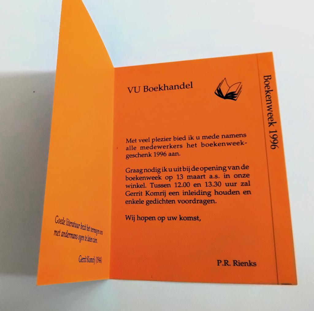 Gerrit Komrij - Uitnodiging - zeldzaam, Ophalen of Verzenden, Zo goed als nieuw, Gerrit Komrij
