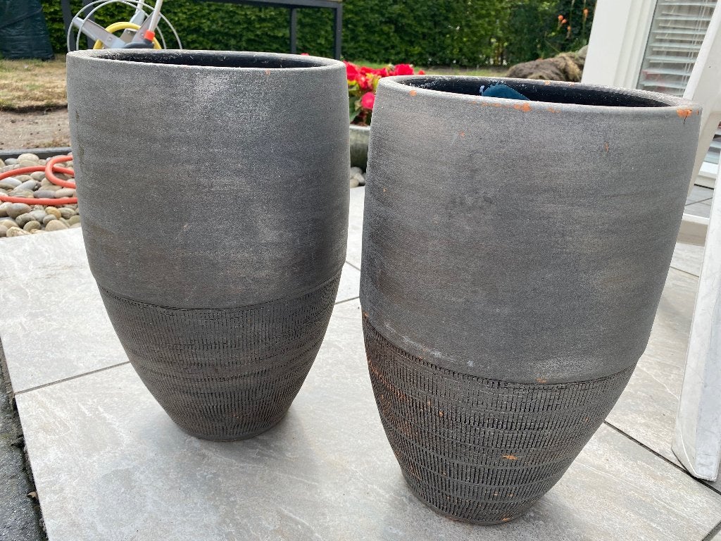 Bloempotten, Rond, Binnen, Zo goed als nieuw, Aardewerk