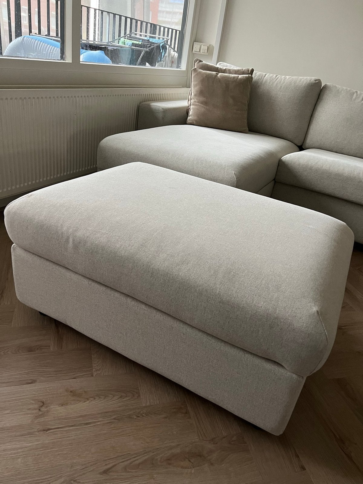 Ikea Vimle Hocker Gunnared Beige met Opbergruimte, Ophalen, Zo goed als nieuw, Rechthoekig, Stof