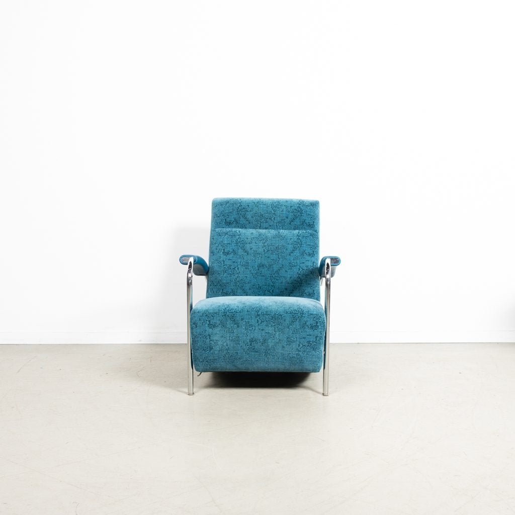 Leolux Scylla Hoog Fauteuil Blauw Patroon Stof, Niet ingevuld, Zo goed als nieuw, Niet ingevuld, Niet ingevuld