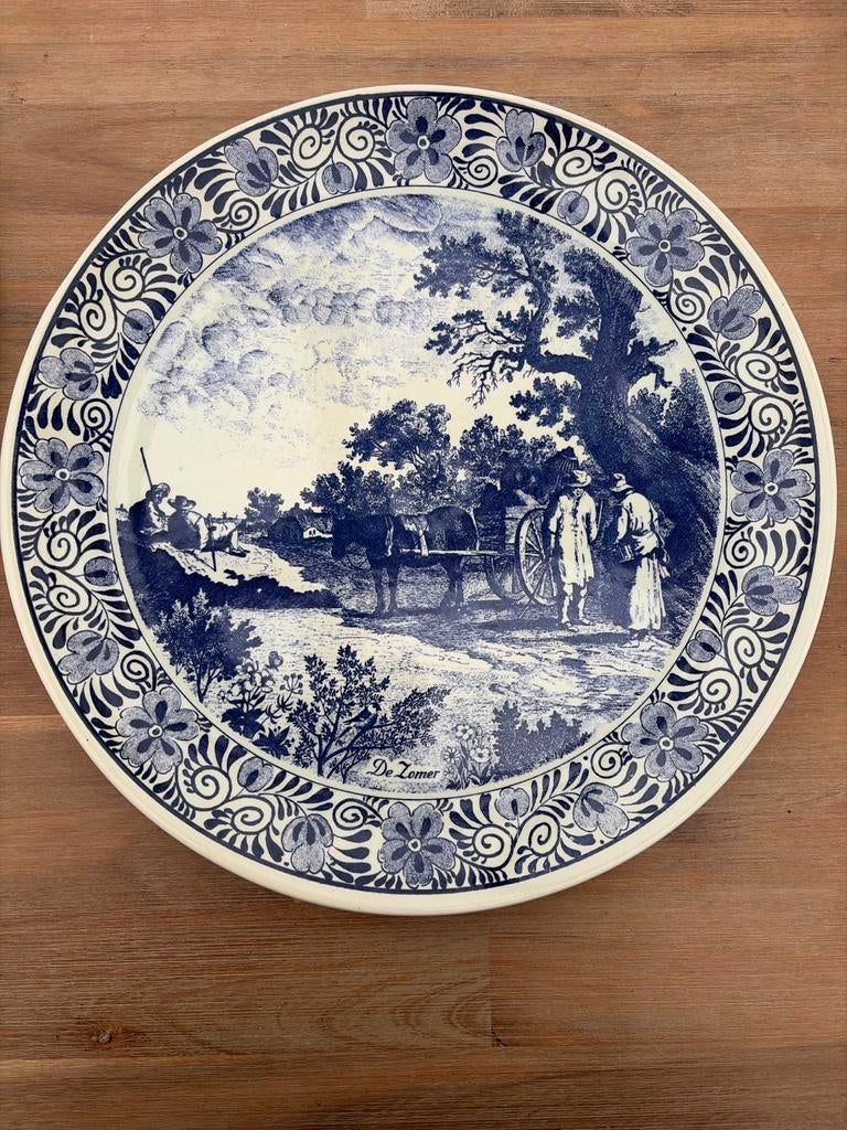 Groot Delftsblauw wandbord 'De Zomer' - Chemkefa, Antiek en Kunst, Ophalen