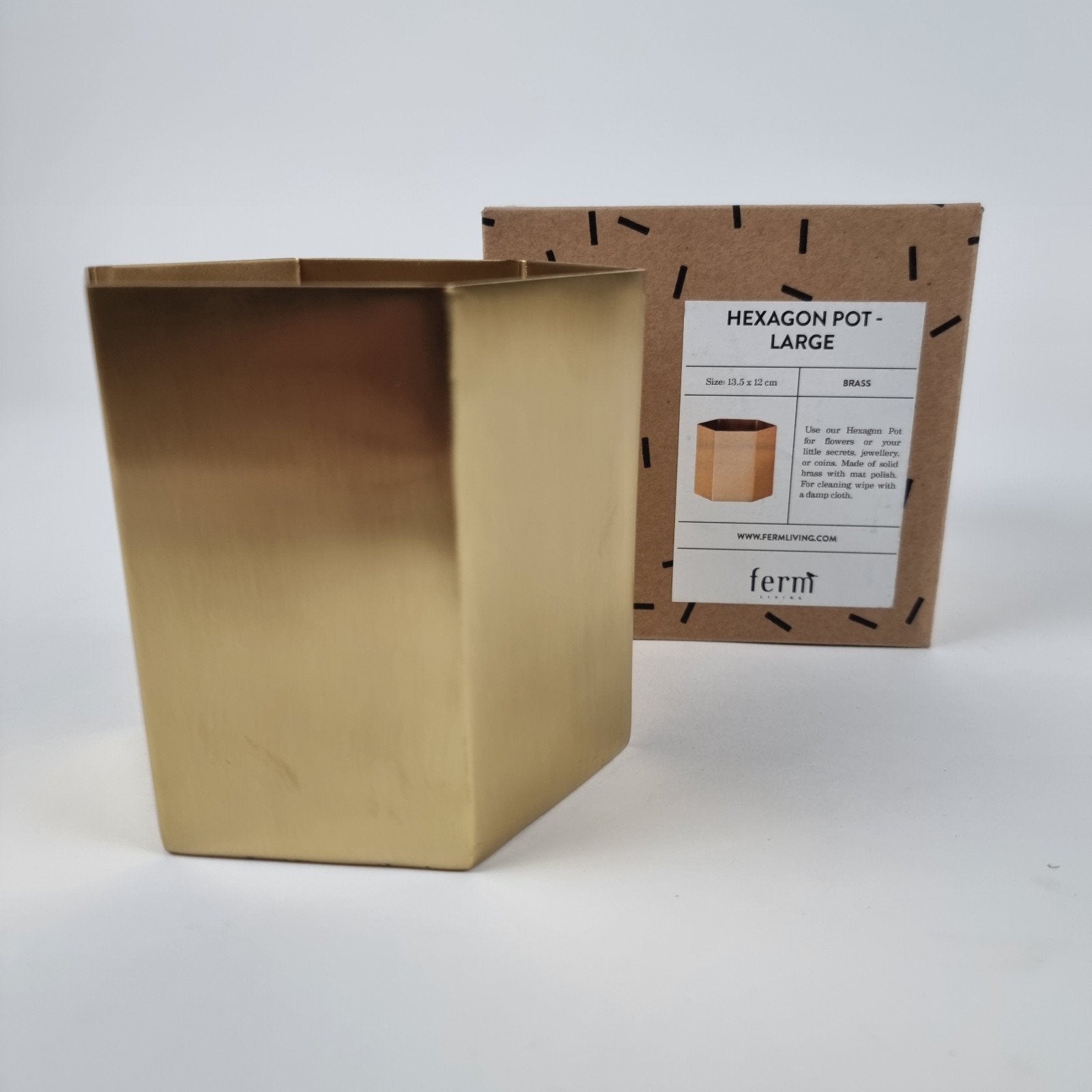 Ferm Living Brass Hexagon pot large Goud 13,5 x 12cm, Ophalen, Nieuw, Goud