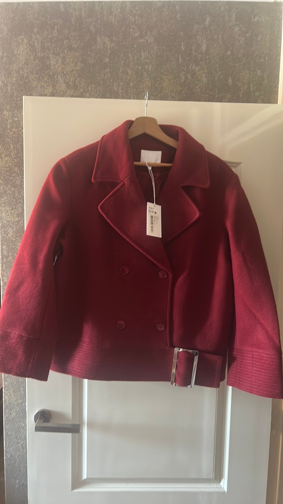 Mooie wijnrode winterjas maat 36 oversized NA-KD, Kleding | Dames, Jassen | Winter, Ophalen of Verzenden, Zo goed als nieuw, Maat 36 (S)