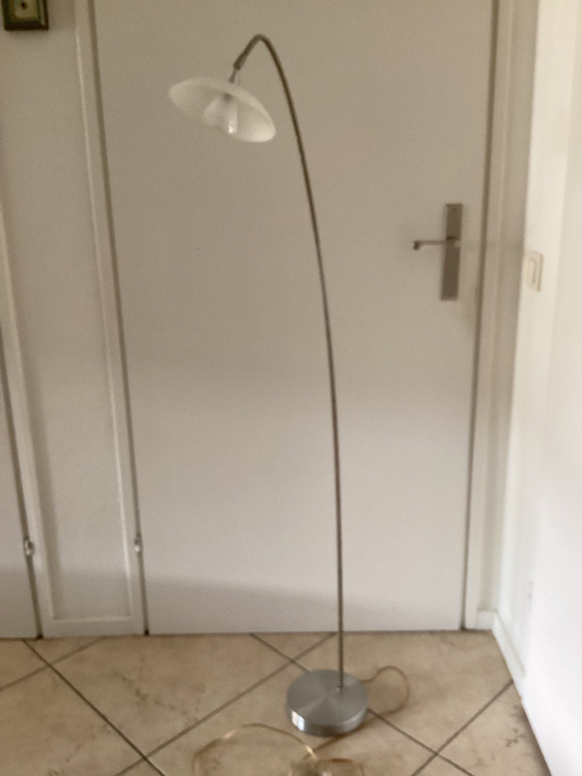 Moderne leeslamp, lamp,aluminium met glas, dimbaar, rookglas, Ophalen, Gebruikt, G4, 100 tot 150 cm