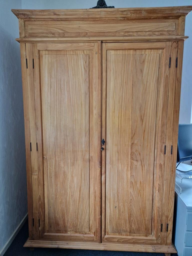 Teakhouten computerkast, Huis en Inrichting, Kasten | Computermeubels, 170 cm of meer, Ophalen