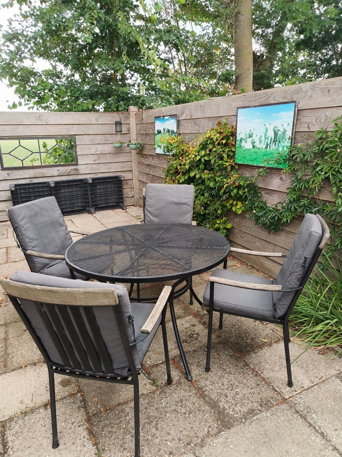 Happy Garden tuinset grijs met kussens., Ophalen, Gebruikt, Tuinset, Overige materialen