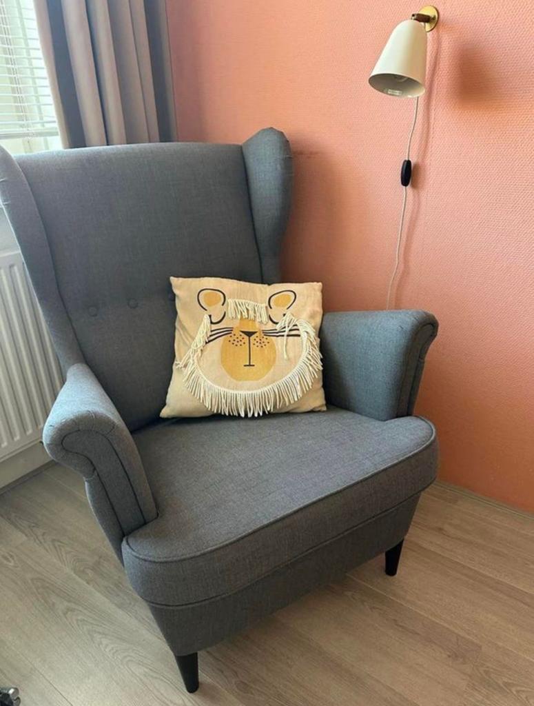 Ikea Strandmon grijs fauteuil, Ophalen, 75 tot 100 cm, Eenpersoons, Minder dan 150 cm