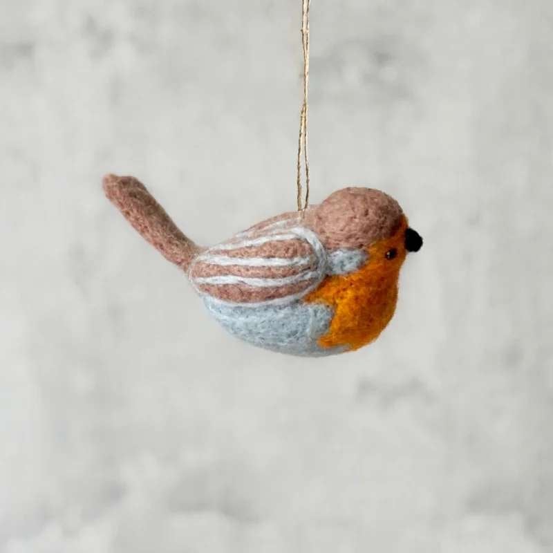 Vilten vogel hanger roodborstje leuk als cadeau, Meerkleurig, -, -, Nieuw