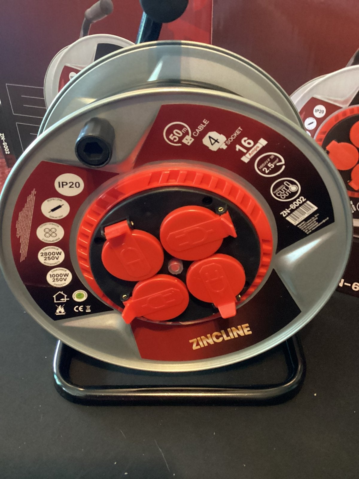 50 meter haspel 2800 w 3G metaal 2.5 mm draad dikte, Ophalen of Verzenden, Nieuw, Kabelhaspel