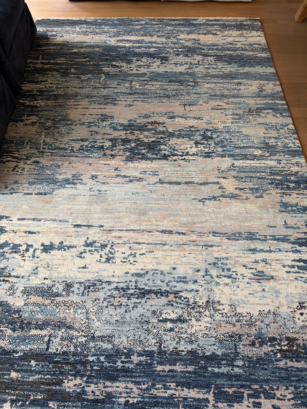 Handgeknoopt wollen tapijt - Donkerblauw, lichtblauw, beige, Ophalen, Blauw, 150 tot 200 cm, 200 cm of meer