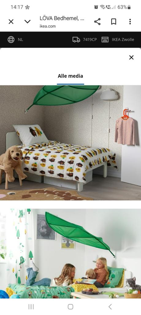 IKEA LÖVA Bedhemel - Groen blad, Ophalen, Gebruikt