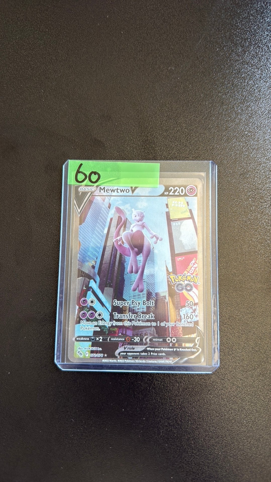 Mewtwo V (PGO 072) Pokémon GO - Singles, Ophalen of Verzenden, Zo goed als nieuw