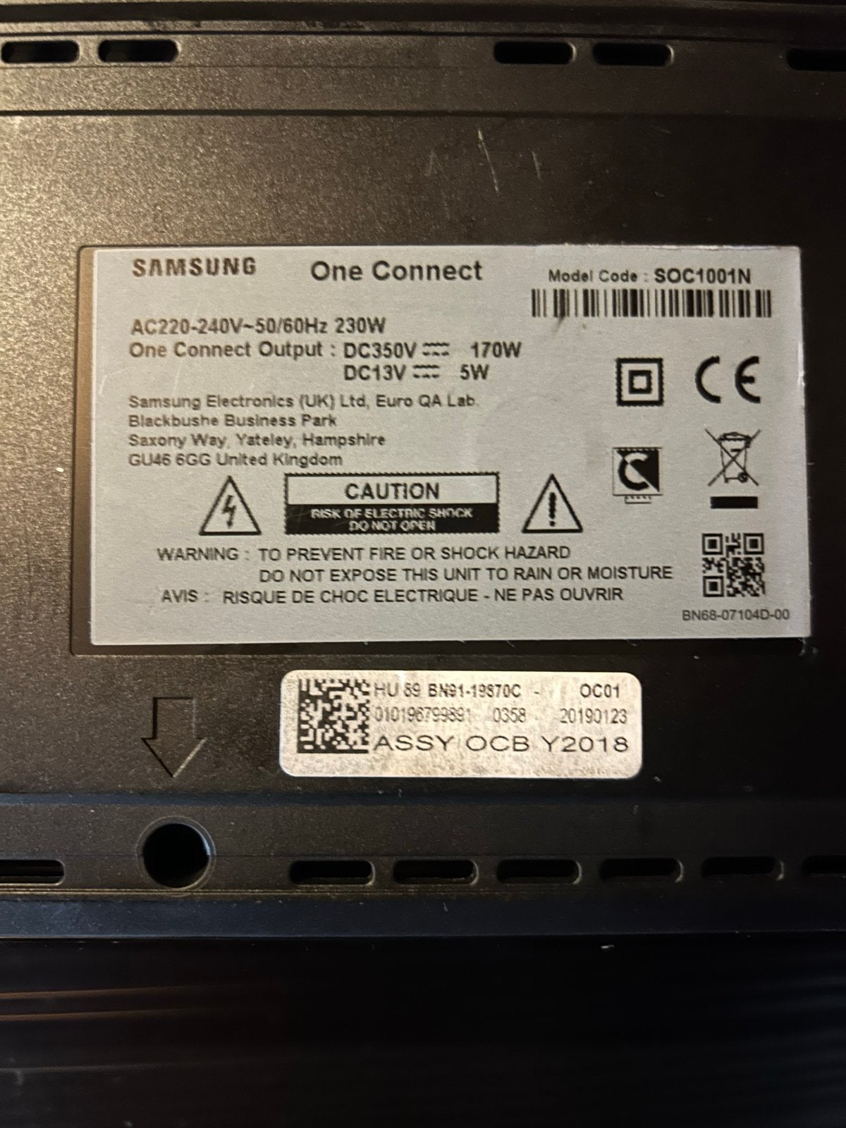 Samsung One Connect Box SOC1001N, Gebruikt, 50 Hz, Ophalen of Verzenden, Samsung