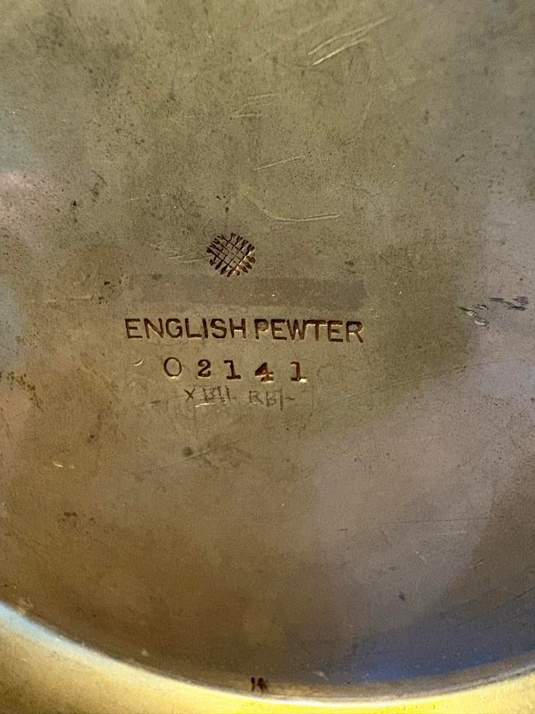 Antiek tinnen inktpotje met deksel - English Pewter, Antiek en Kunst, Ophalen of Verzenden