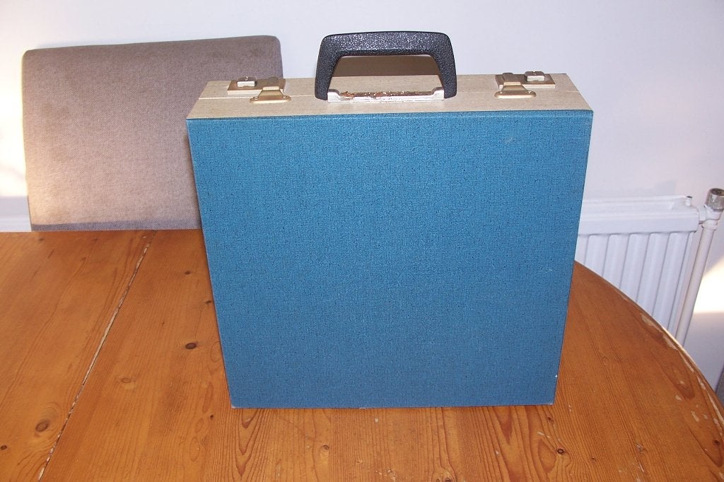 oude harmonica koffert voor lp's nr 3, Ophalen of Verzenden, Gebruikt, 12 inch