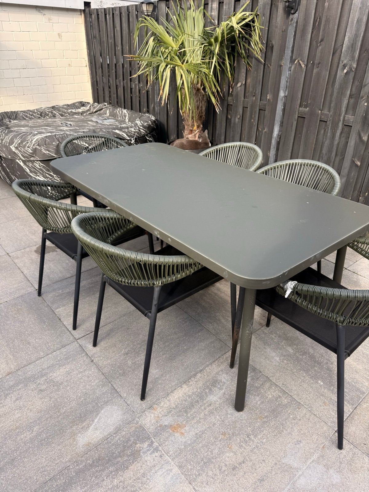 Eettafel set voor buiten met 6 stoelen, Ophalen, Gebruikt, Eettafel, 6 zitplaatsen