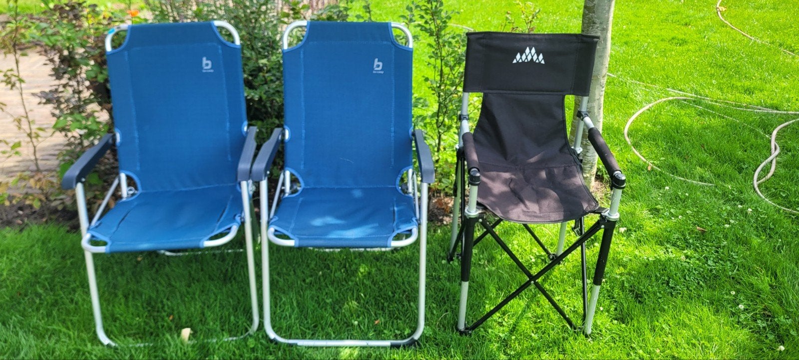 Campingstoelen - Set van 3 (2x blauw, 1x zwart), Ophalen, Gebruikt, Campingstoel