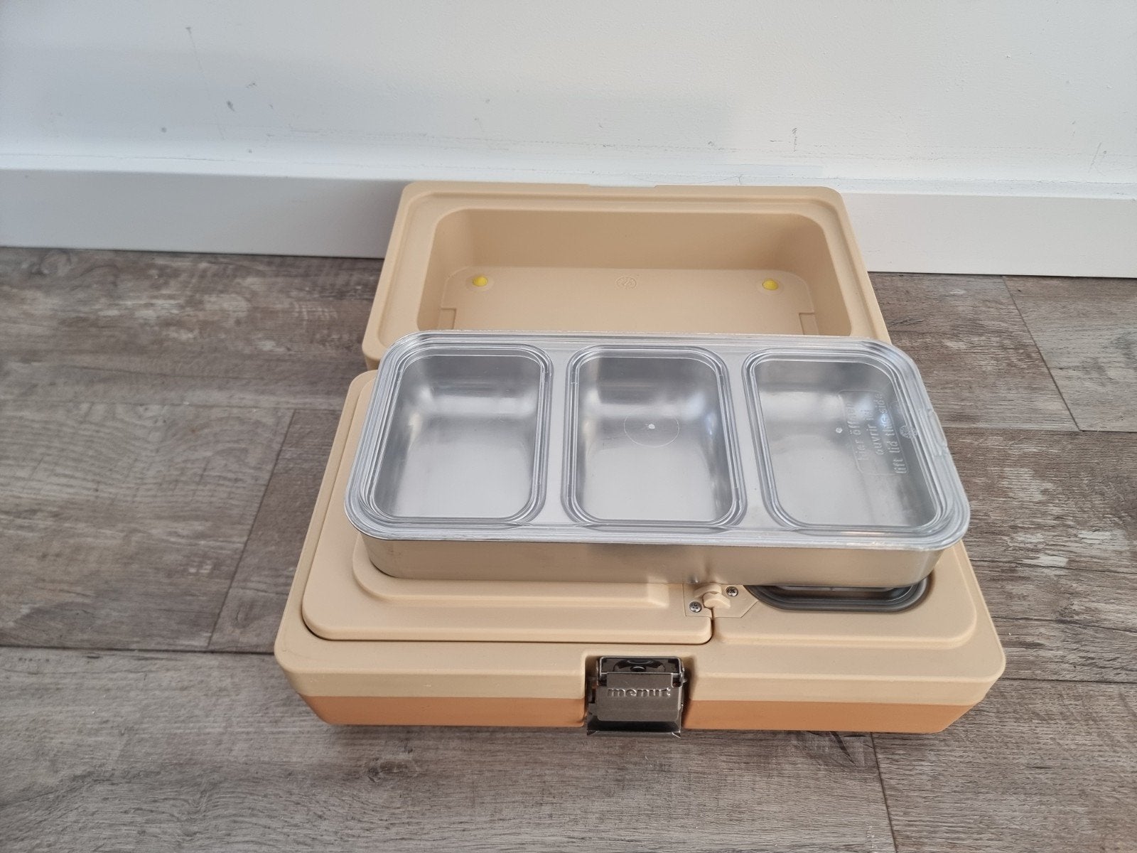 Menut Duo Box 10 stuks - Lunchbox met 3 RVS compartimenten, Beige, Overige typen, Nieuw, Ophalen of Verzenden