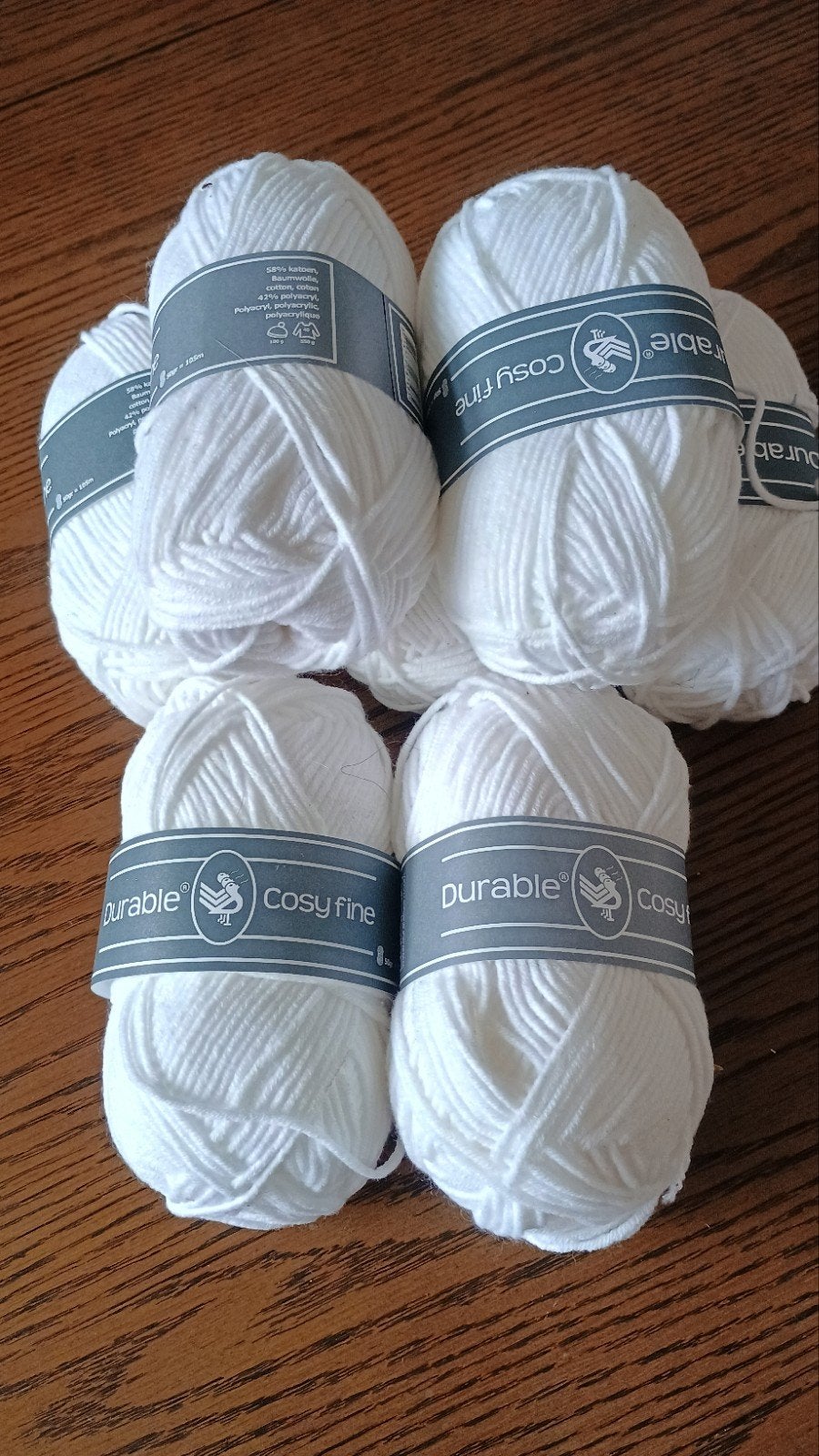 Durable Cosy Fine wol - 6 bolletjes nieuw (wit), Hobby en Vrije tijd, Ophalen of Verzenden, Nieuw, Breien of Haken, Wol of Garen