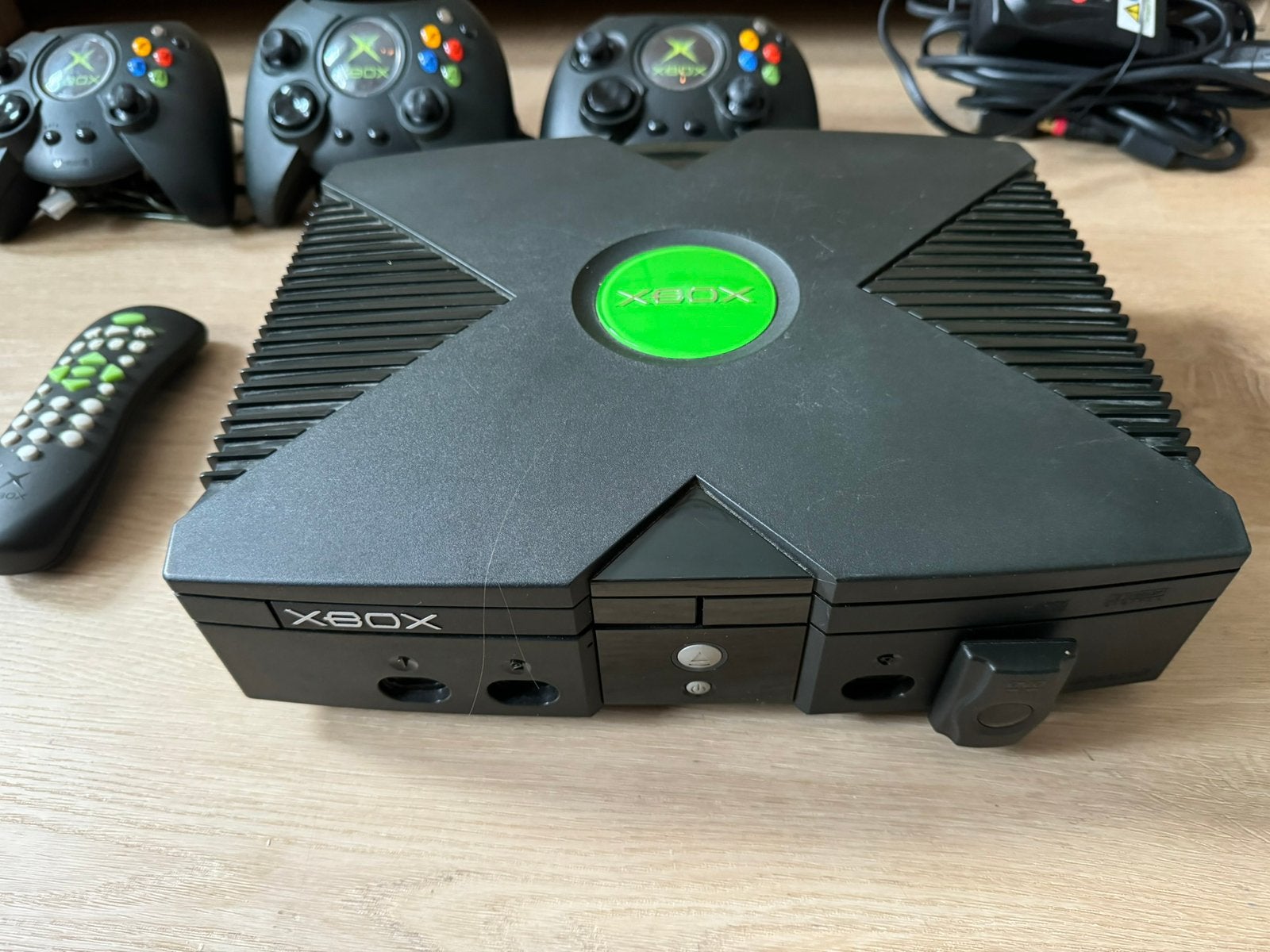 Xbox original, Spelcomputers en Games, Spelcomputers | Xbox Original, Ophalen, Gebruikt, Met 3 controllers of meer, Met games