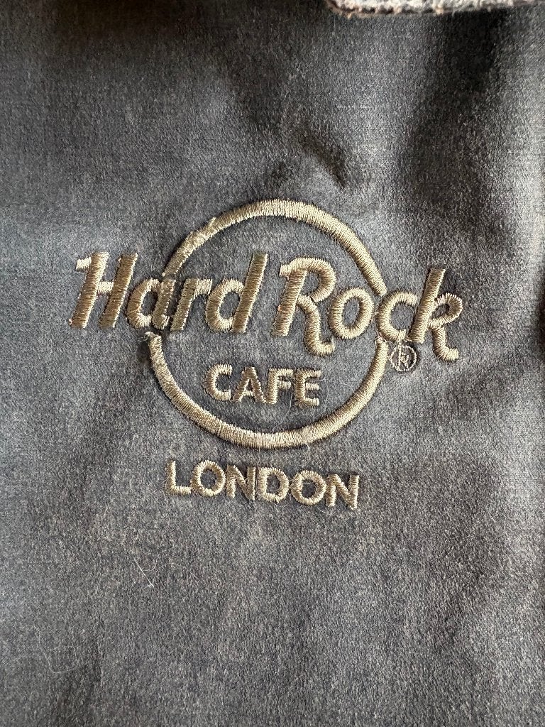 Hard Rock Cafe London bruin leren jas - Maat L/XL € 119,00, Ophalen of Verzenden, Maat 56/58 (XL), Bruin, Hard Rock Cafe