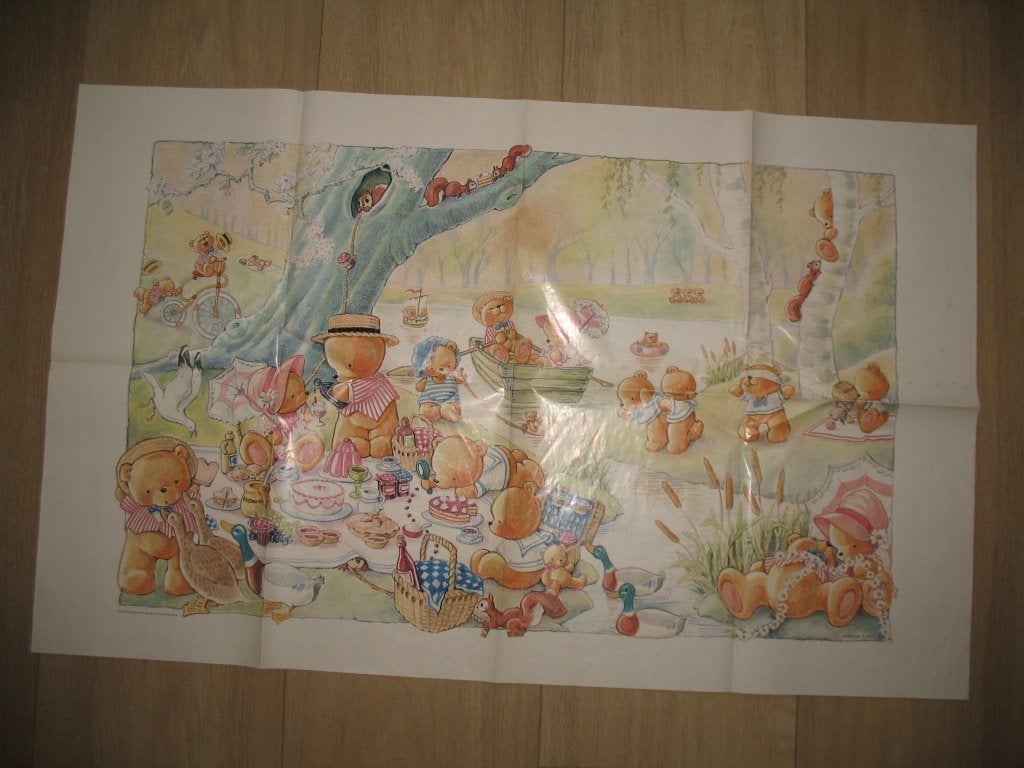 Vintage Maria Slob Beren Picknick Poster, Ophalen of Verzenden