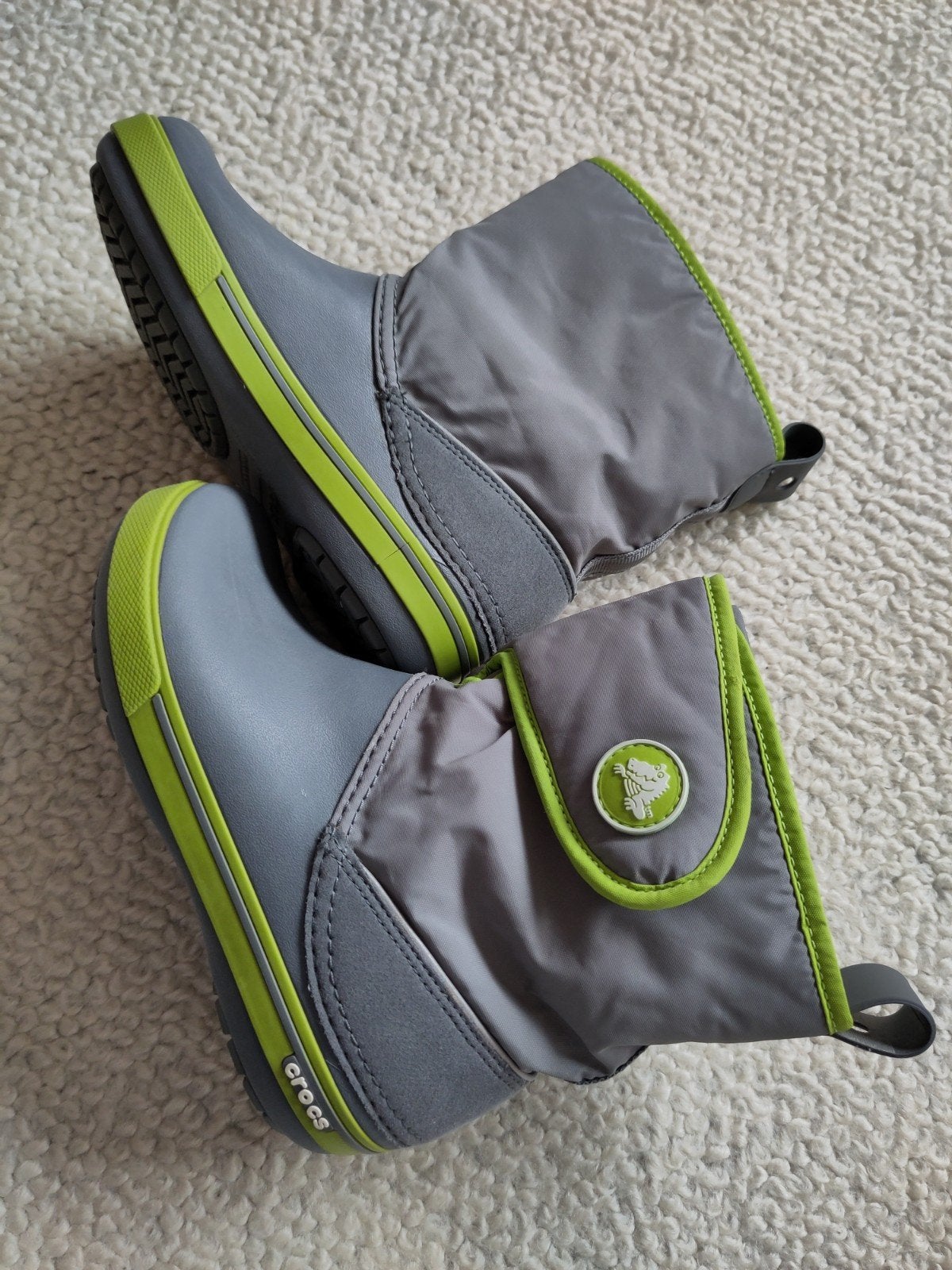 Crocs kinderlaarzen - grijs met neon groen, Crocs, Jongen of Meisje, Ophalen of Verzenden, Laarzen