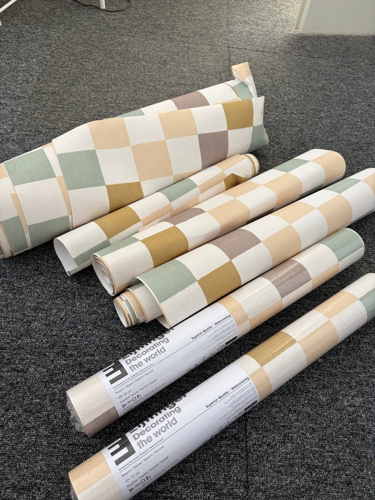 Eijffinger Behang met Blokjespatroon - Diverse Kleuren, Ophalen, Beige, Geometrisch, Modern