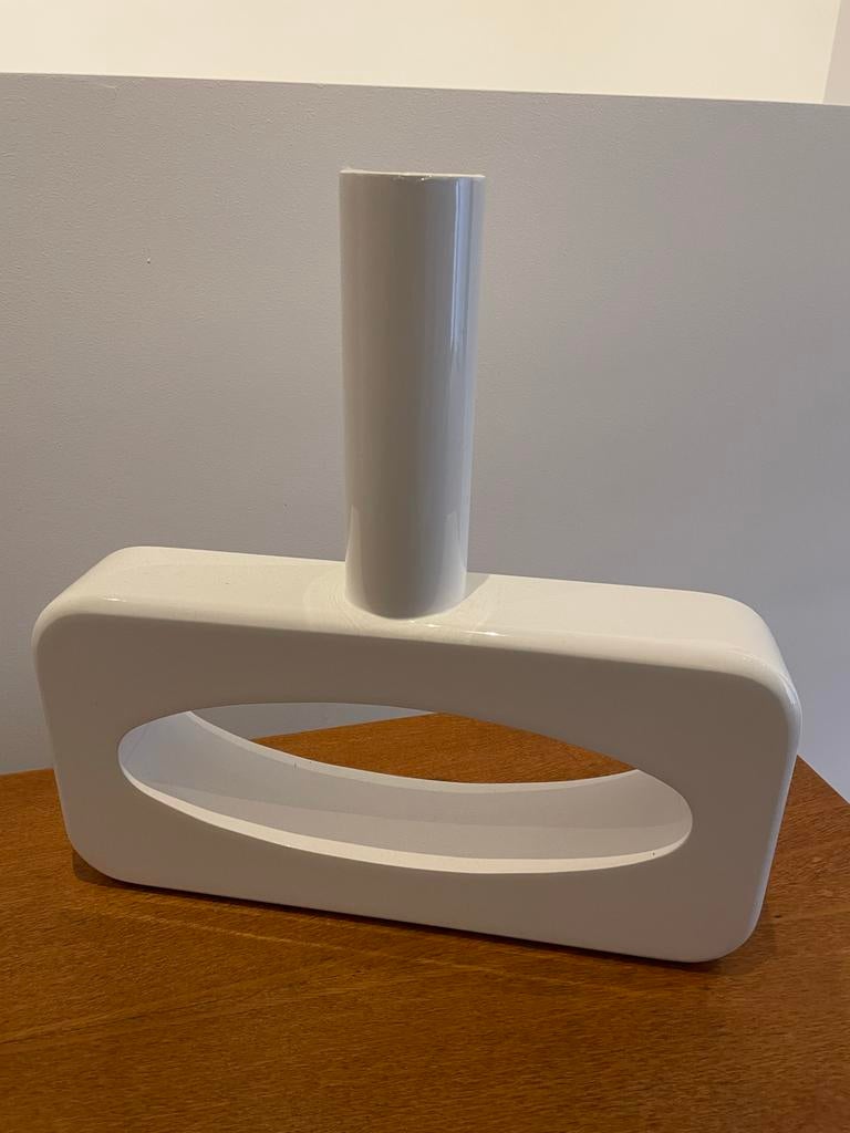 Witte decoratieve houten vaas, Ophalen, Gebruikt, Wit, Overige materialen